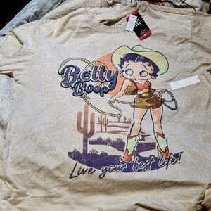 Betty Boop Girls' Beige Graphic Tee - 'Live Your Best Life'